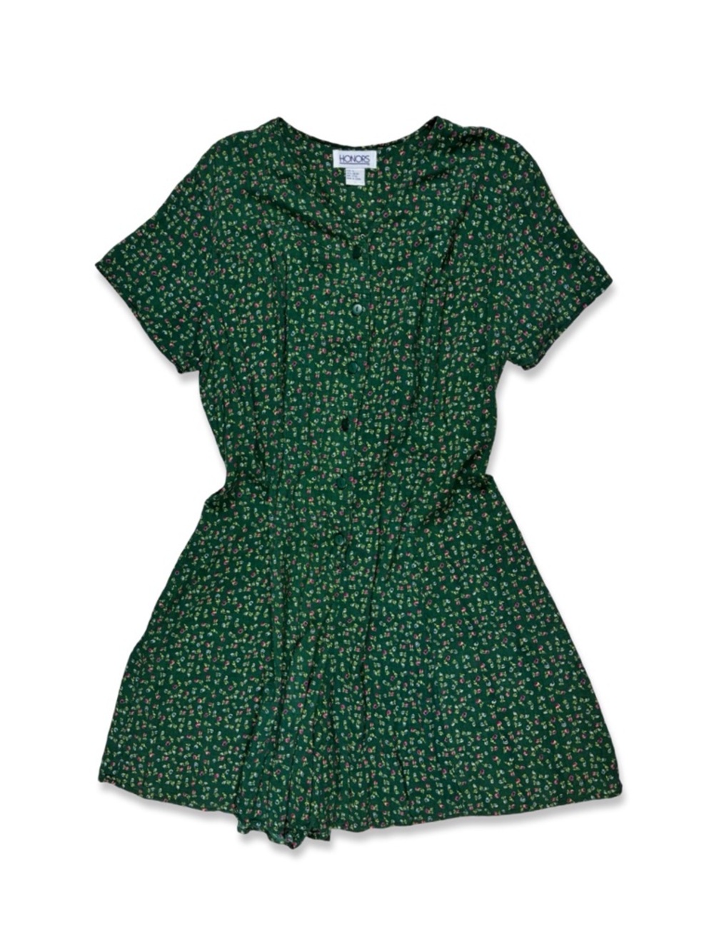 Honors Vintage 90's Green Floral Tie Waist Romper